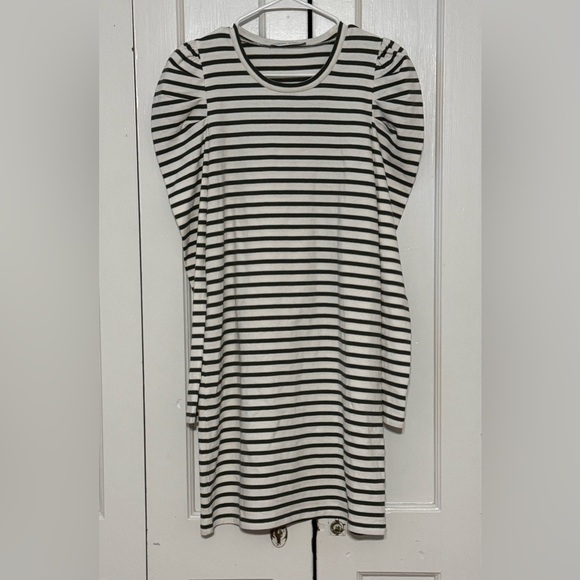 Rebecca Minkoff Gray/Green and White Striped Long Sleeve Dress - Picture 8 of 12